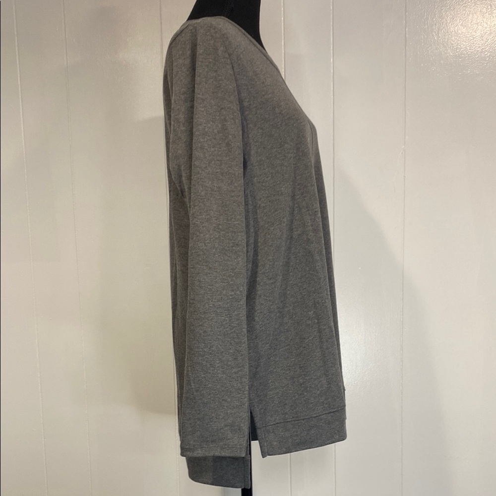 Lands’ End Oversized Tunic Long Sleeve Crewneck | Heather Gray Casual Top Size M - Picture 6 of 12
